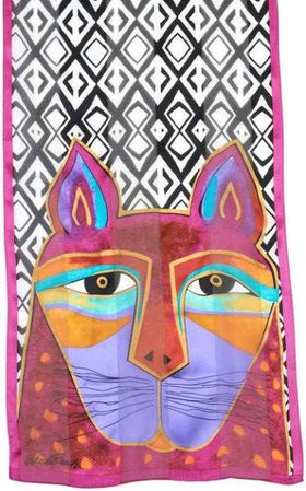 Sun n Sand Laurel Burch whiskered cat silk Scarf