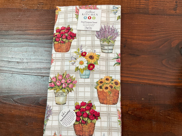 Floral Pots Kitchen Towel - Jilly's Socks 'n Such