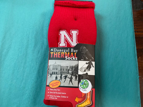 Nebraska Donegal Bay red thermal socks - Jilly's Socks 'n Such