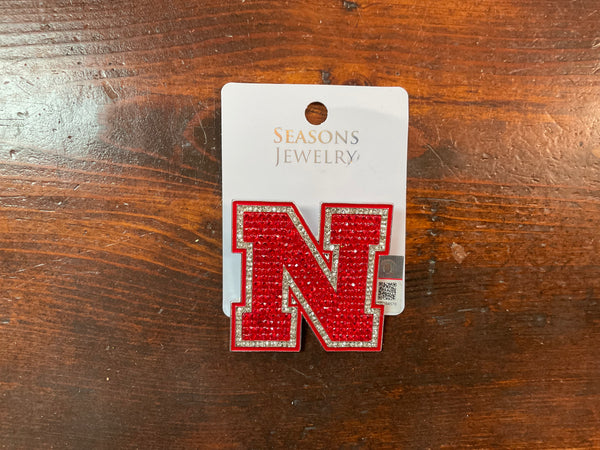 Nebraska Crystal Logo Pin - Jilly's Socks 'n Such