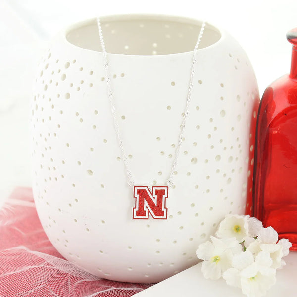 Nebraska Crystal Logo Necklace - Jilly's Socks 'n Such