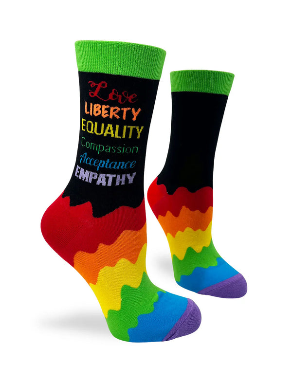 Love Liberty Equality Compassion Acceptance Empathy Women’s Crew Socks