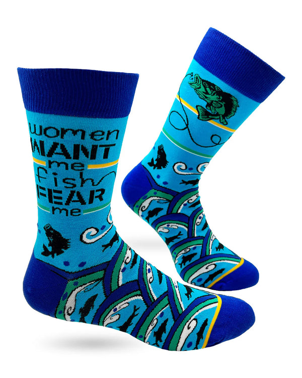 Women want me Fish fear me Men’s Novelty Crew Sock