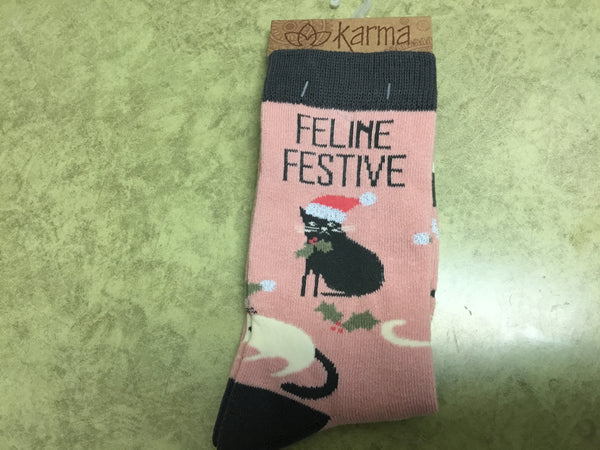 Women’s Karma socks- Feline Festive