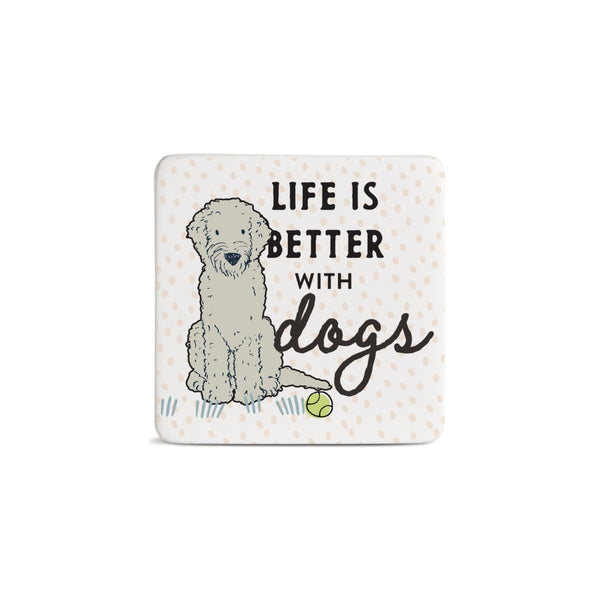 Old English Sheepdog dog “life is better with dogs” magnet - Jilly's Socks 'n Such