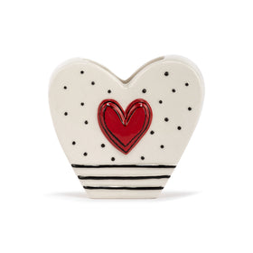 Dots&stripes heart shape ceramic vase