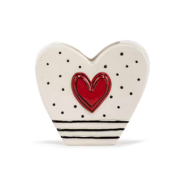 Dots&stripes heart shape ceramic vase - Jilly's Socks 'n Such