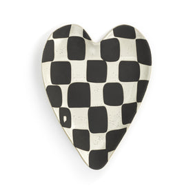 Heart Spoon Rest Black White Checker
