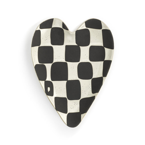 Heart Spoon Rest Black White Checker - Jilly's Socks 'n Such