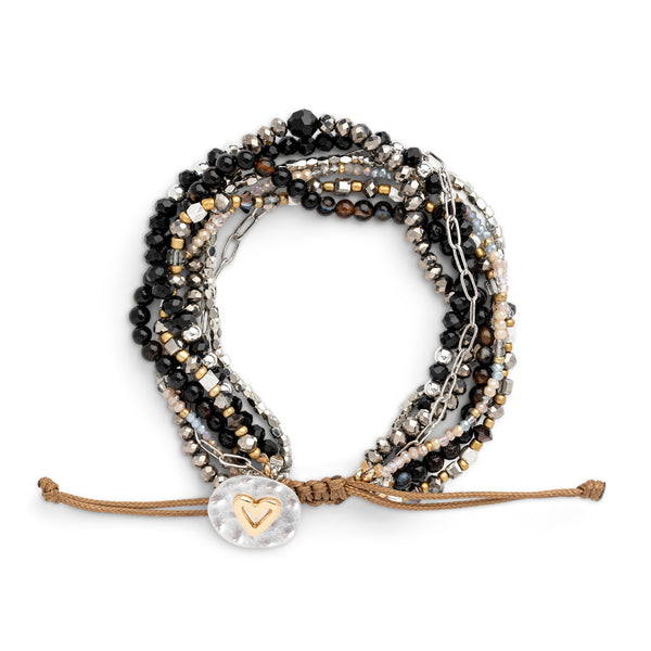 Beaded Love Bracelet- Black - Jilly's Socks 'n Such