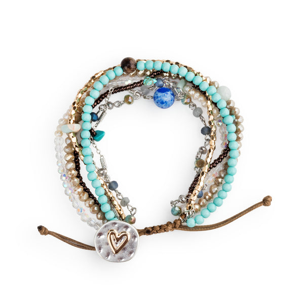 Beaded Love Bracelet- Turquoise - Jilly's Socks 'n Such