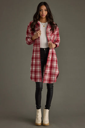 Red & White Plaid Long Shacket