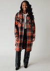 Rust, Black & Cream Plaid Long Flannel