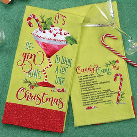 Holiday Cheers Candy Cane kitchen towel