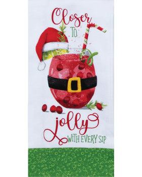 Holiday Cheers Jolly Santa kitchen towel