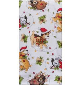 Puppy Christmas Toss kitchen towel