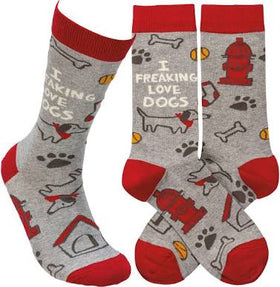 I freaking love dogs - sock by Primitives by Kathy