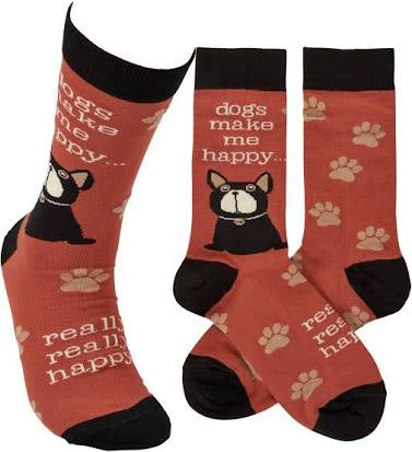 Dogs make me happy - sock by Primitives by Kathy - Jilly's Socks 'n Such
