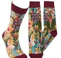 She believed she could so she did  - sock by Primitives by Kathy - Jilly's Socks 'n Such