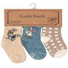 Garden Friends - Happy & Bright set of 3 socks - age 6-12 months