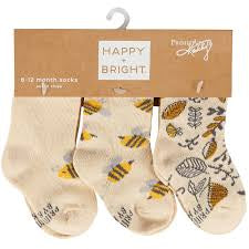 Bees - Happy & Bright set of 3 socks - age 6-12 months