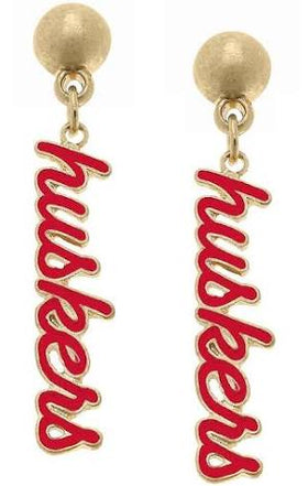 Nebraska Huskers Enamel Script Red earrings