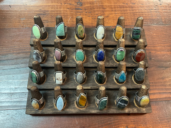 Anju Adjustable Semiprecious Stone Rings - Jilly's Socks 'n Such
