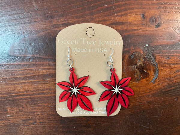 Poinsettia Earrings - Jilly's Socks 'n Such