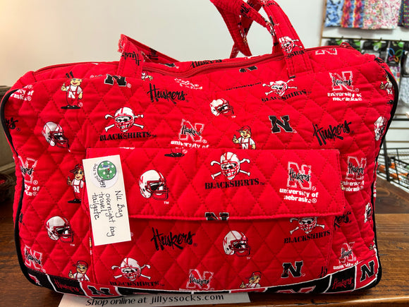 Quilted Nebraska Travel or Tailgating Bag