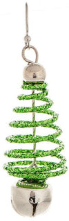 Silver or Green Bells Spiral Tree Christmas Earrings - Jilly's Socks 'n Such