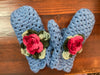 Flowered Crochet Mittens