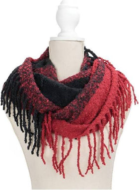 Britt’s Knits Red and Black Infinity Scarf
