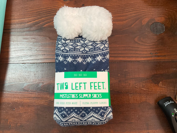 Two Left Feet Slipper Socks - Blue Snowflake - Jilly's Socks 'n Such