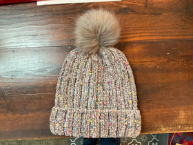 Women’s chenille Winter Hats with Fur Pom