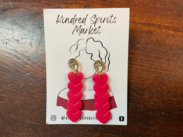 Kindred Spirits Market Earrings Style 745-Red Hearts - Jilly's Socks 'n Such