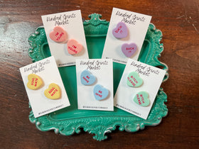 Kindred Spirits Market Stud Earrings - Valentine Candy Hearts