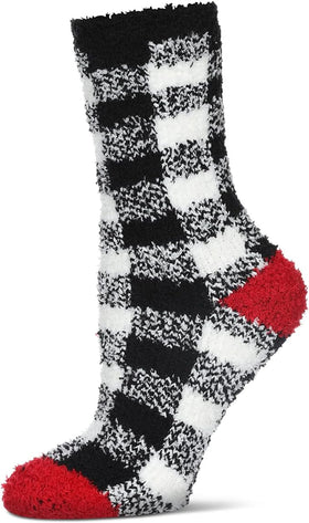 Women’s Black Buffalo Plaid Fluffy Socks