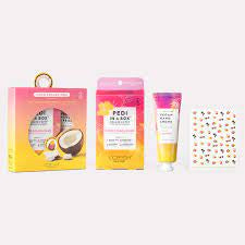 Coco Colada Duo - 4 Step Pedi Kit, Hand Cream, Nail Stickers - Jilly's Socks 'n Such