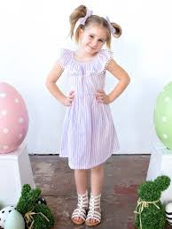 Lavender Stripes Babydoll Dress - Hair Bow Company