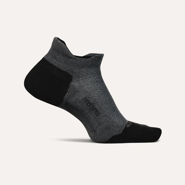 Elite Max cushion no show socks by Feetures- “Gray with black toe/heel” - Jilly's Socks 'n Such