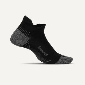 Elite Max cushion no show socks by Feetures- “Black with gray toe/heel”