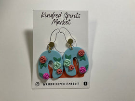 Kindred Spirits Market Earrings Style 907- blue with 3d flowers