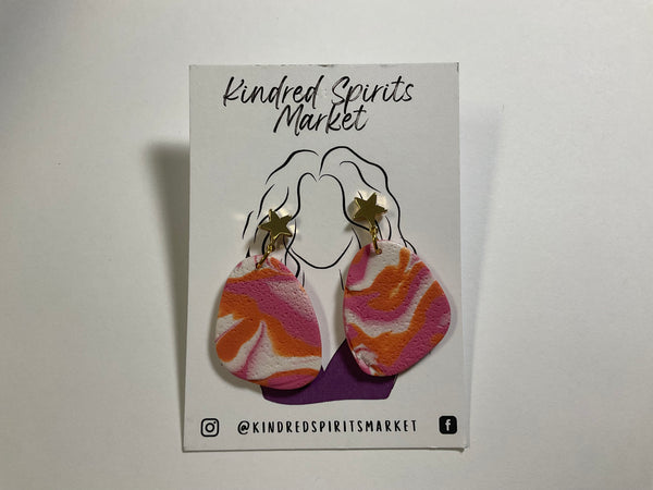 Kindred Spirits Market Earrings - pink and orange tie dye - 1032 - Jilly's Socks 'n Such