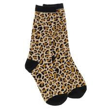 Women’s Black & Tan Leopard Socks