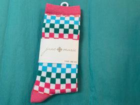 Women’s Pink/Blue/Green Checkers Socks