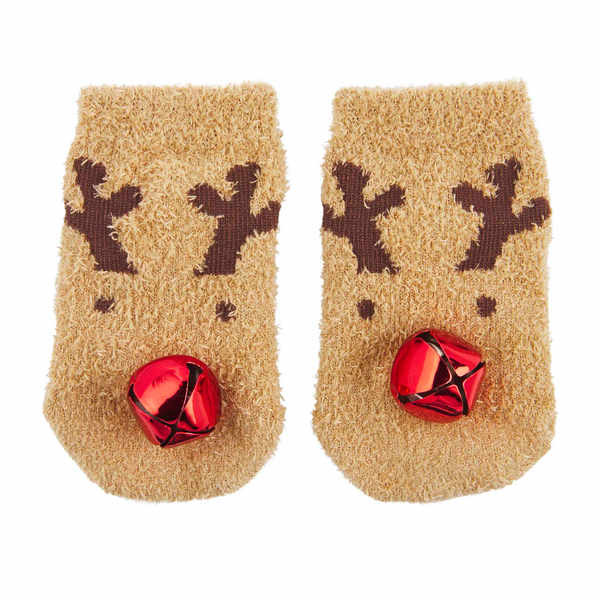 Reindeer Jingle Bell Socks - 0-12 months