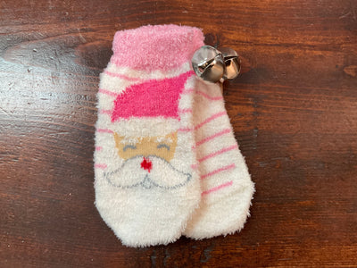 Pink Santa Jingle Bell Socks - 0-12 months