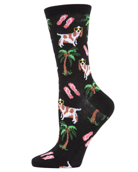 Women’s Tropical Spaniel Bamboo Sock