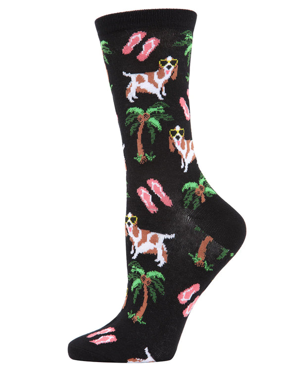 Women’s Tropical Spaniel Bamboo Sock - Jilly's Socks 'n Such