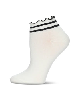 Women’s Cream Ruffle Striped Shortie Socks